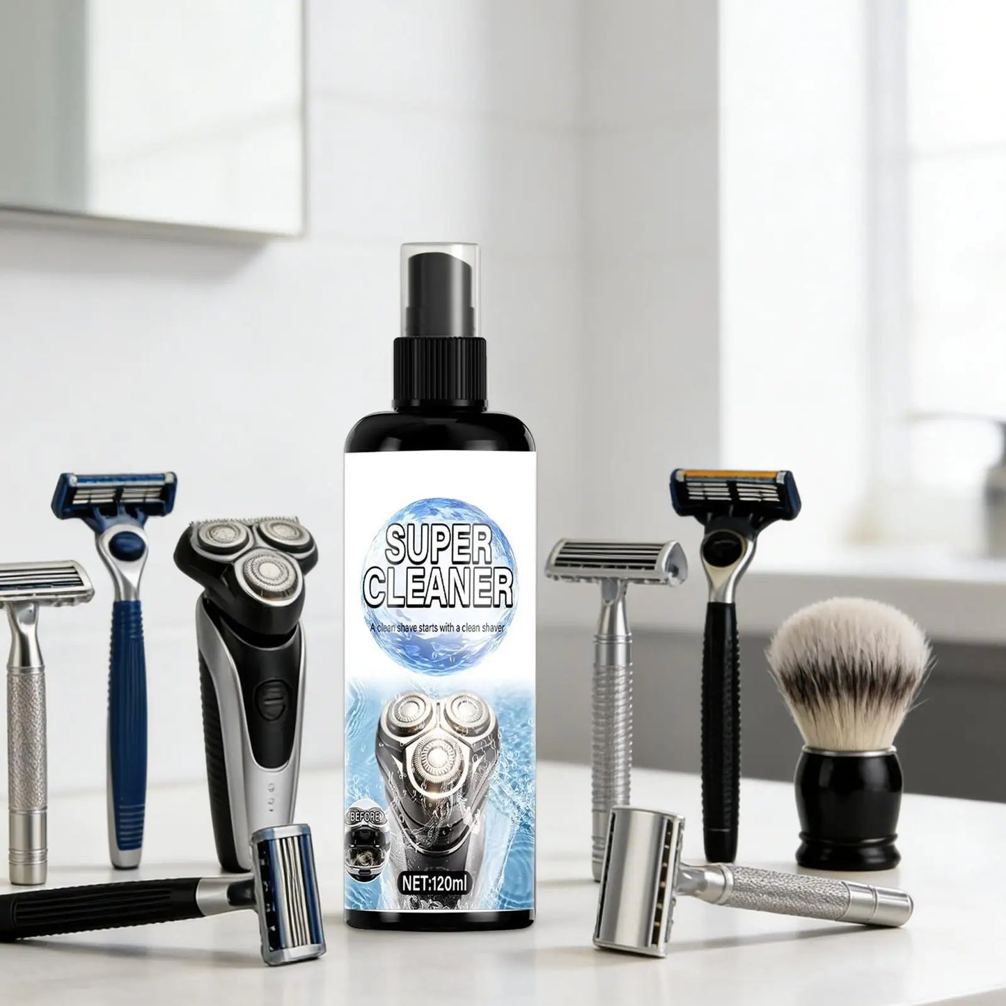 Electric Shaver Cleaner Spray 120ml with Brush | Trimmer Care