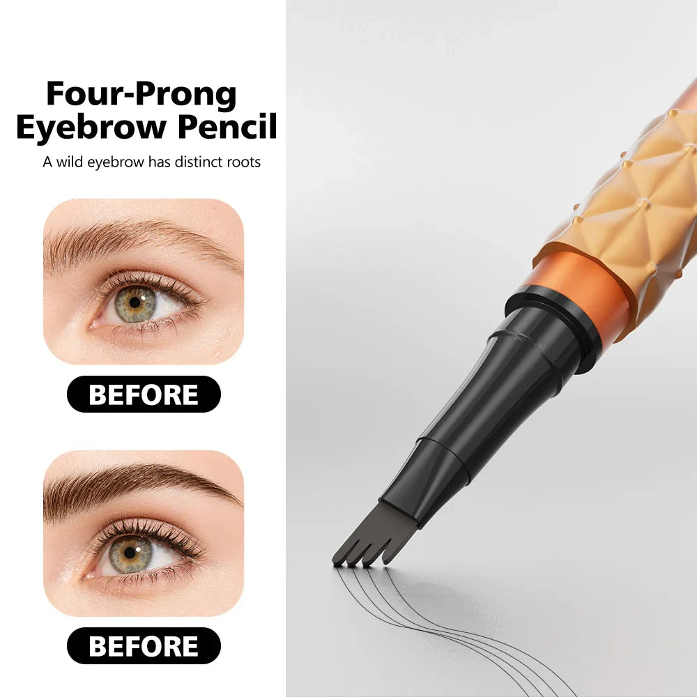 Hello Kiss 4-Tip Liquid Eyebrow Pen – Waterproof, Long-Lasting
