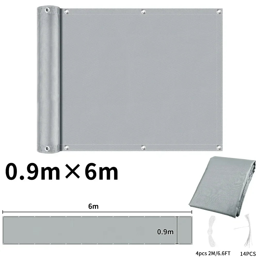 Balcony Privacy Screen Patio Fence Screen for Balcony Cover Waterproof Garden Sunshade Cloth with Grommets UV Protection Shelter Peaceful Pleasures Health and Wellness Light Grey 90x600CM