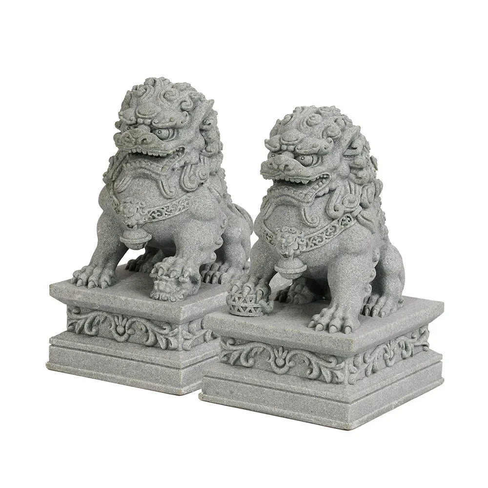 A pair of lucky and wealthy stone carvings of lions, Chinese feng shui qilin ornaments, home bar ornaments, desktop mascots Peaceful Pleasures Health and Wellness