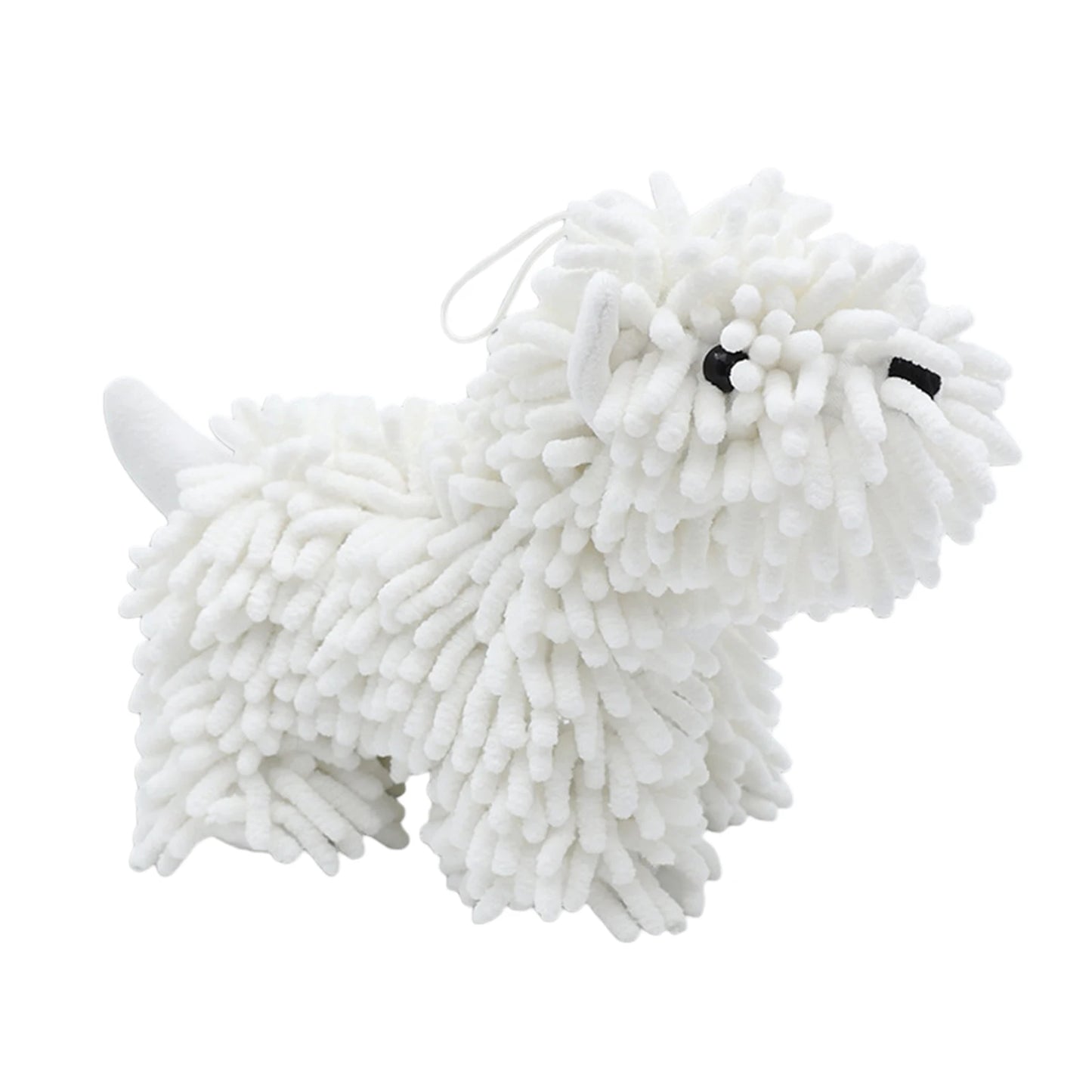 Hanging Hand Dry Towels Chenille Soft Absorbent Cartoon Dog Absorbent Soft Cute Hand Drying Puff Bathroom Kitchen Washstand Peaceful Pleasures Health and Wellness White