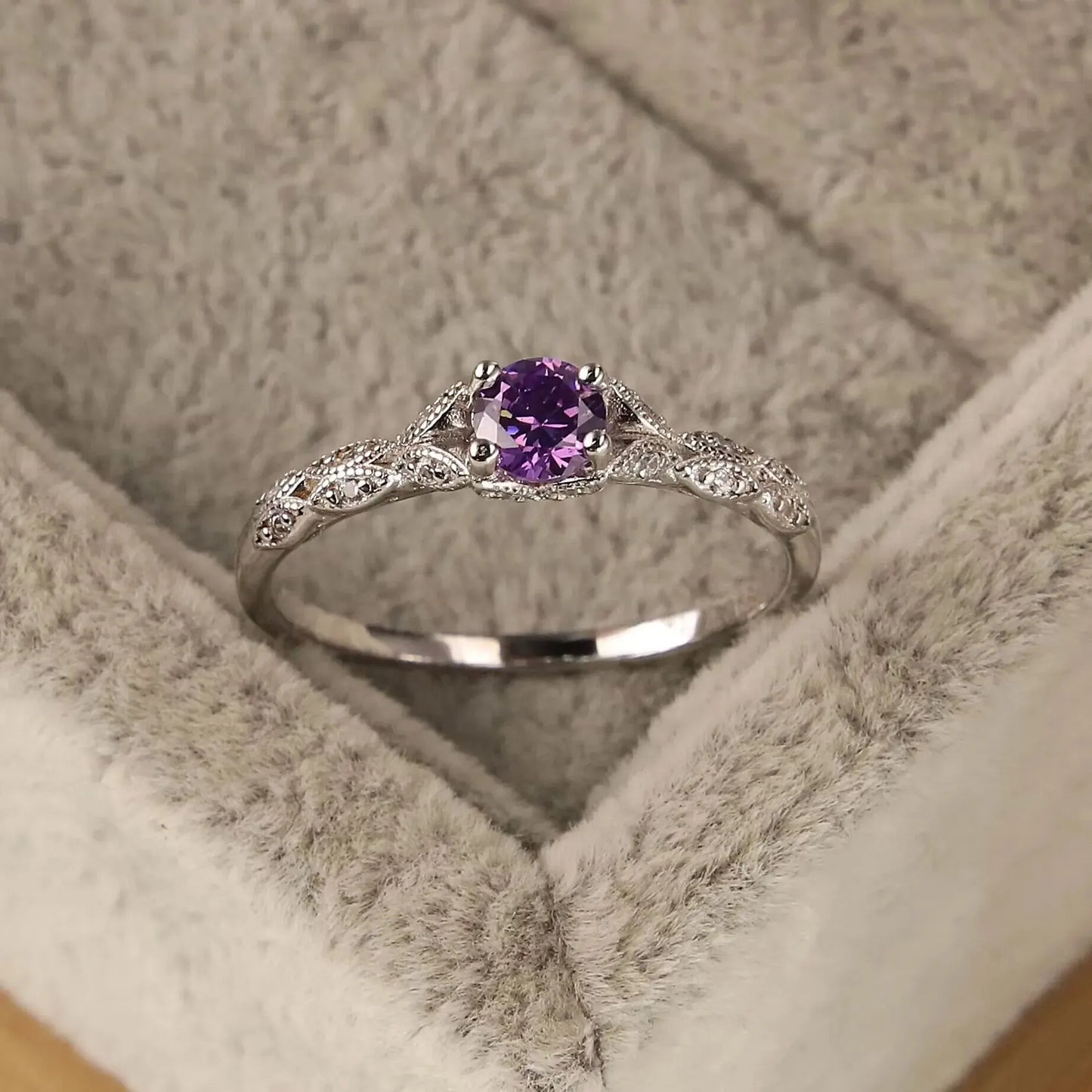 Amethyst Zirconia Silver-Plated Women's Ring | Fashion Jewellery
