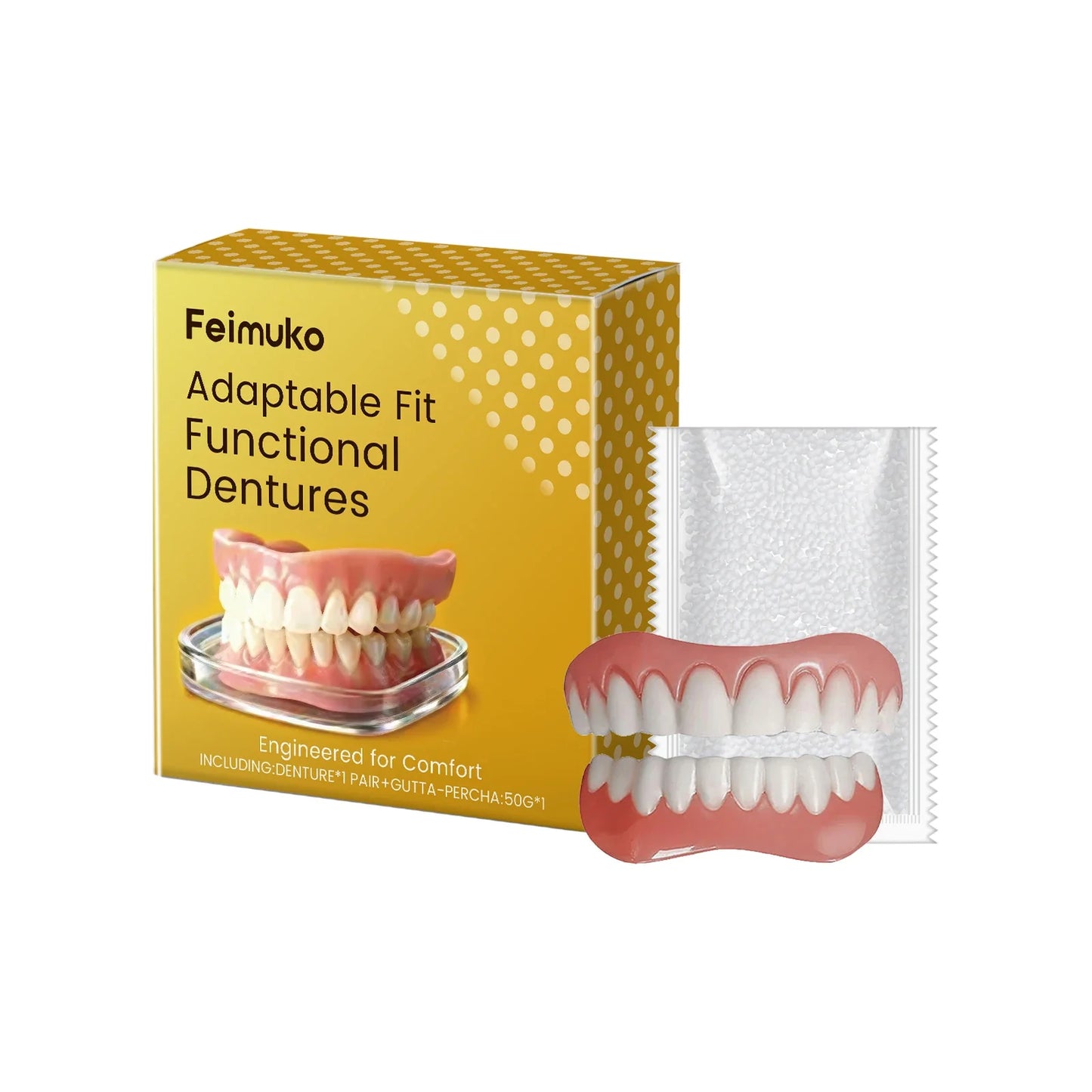 Silicone Fake Teeth Full Set – Realistic Upper & Lower Dentures