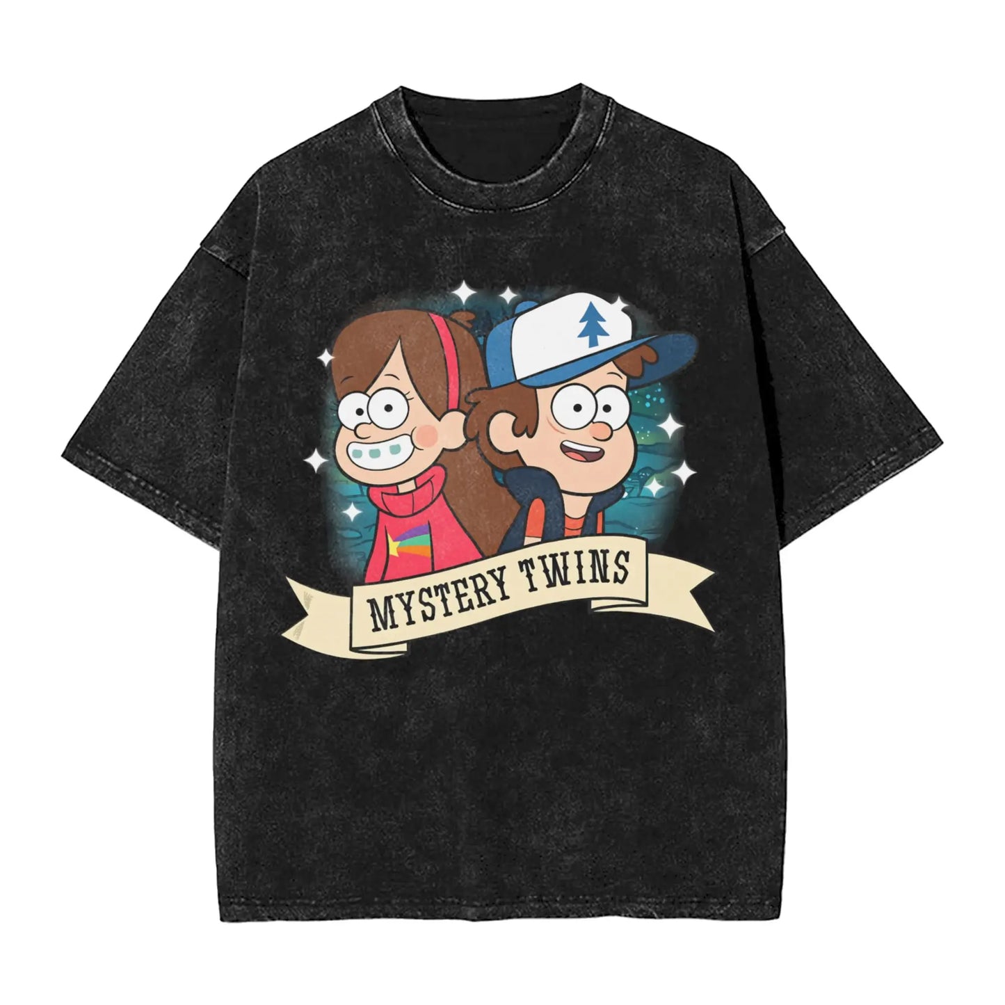 Gravity Falls Men T Shirt Washed Vintage Tee Shirt Short Sleeve Crew Neck T-Shirt Pure Cotton Graphic Printed Clothing Peaceful Pleasures Health and Wellness 6 M