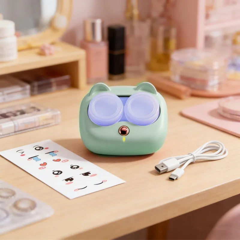 Contact Lenses Cleaner Ultrasonic With Removable Box Remove Tear Protein Cleaning Machine Portable Contact Lenses Case Peaceful Pleasures Health and Wellness