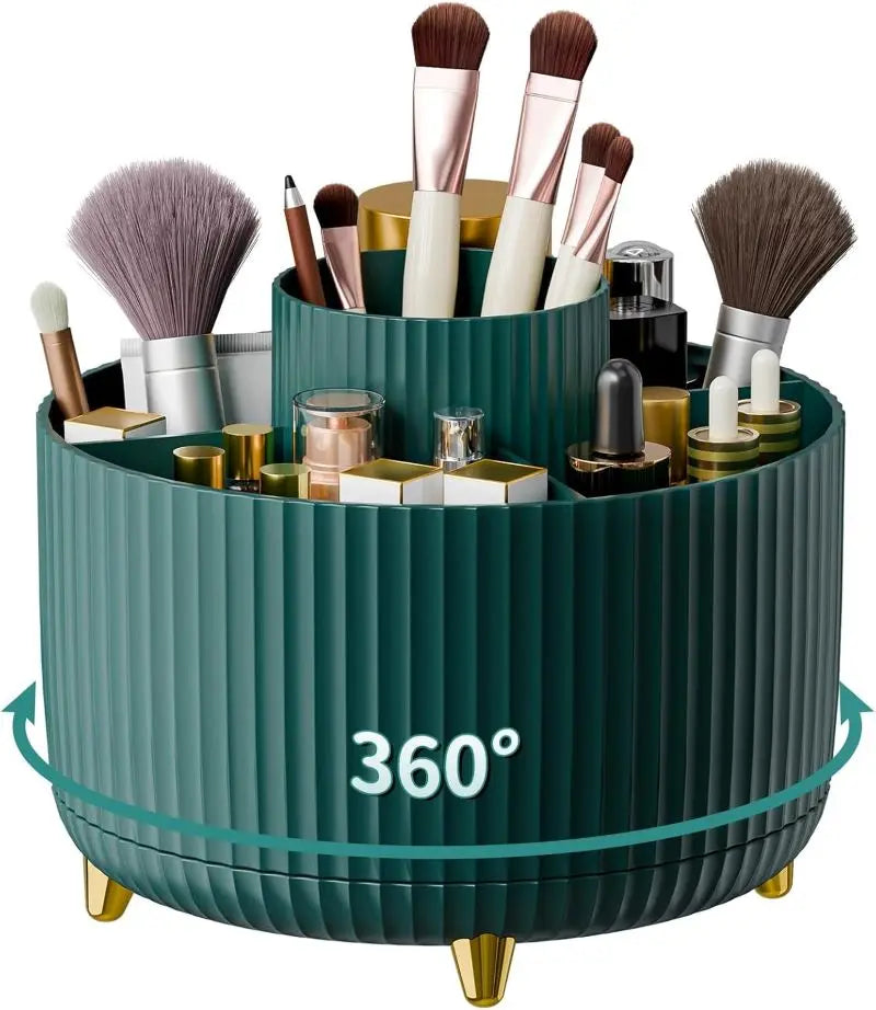 360° Rotating Makeup Brush Holder – 5-Slot Desktop Organizer