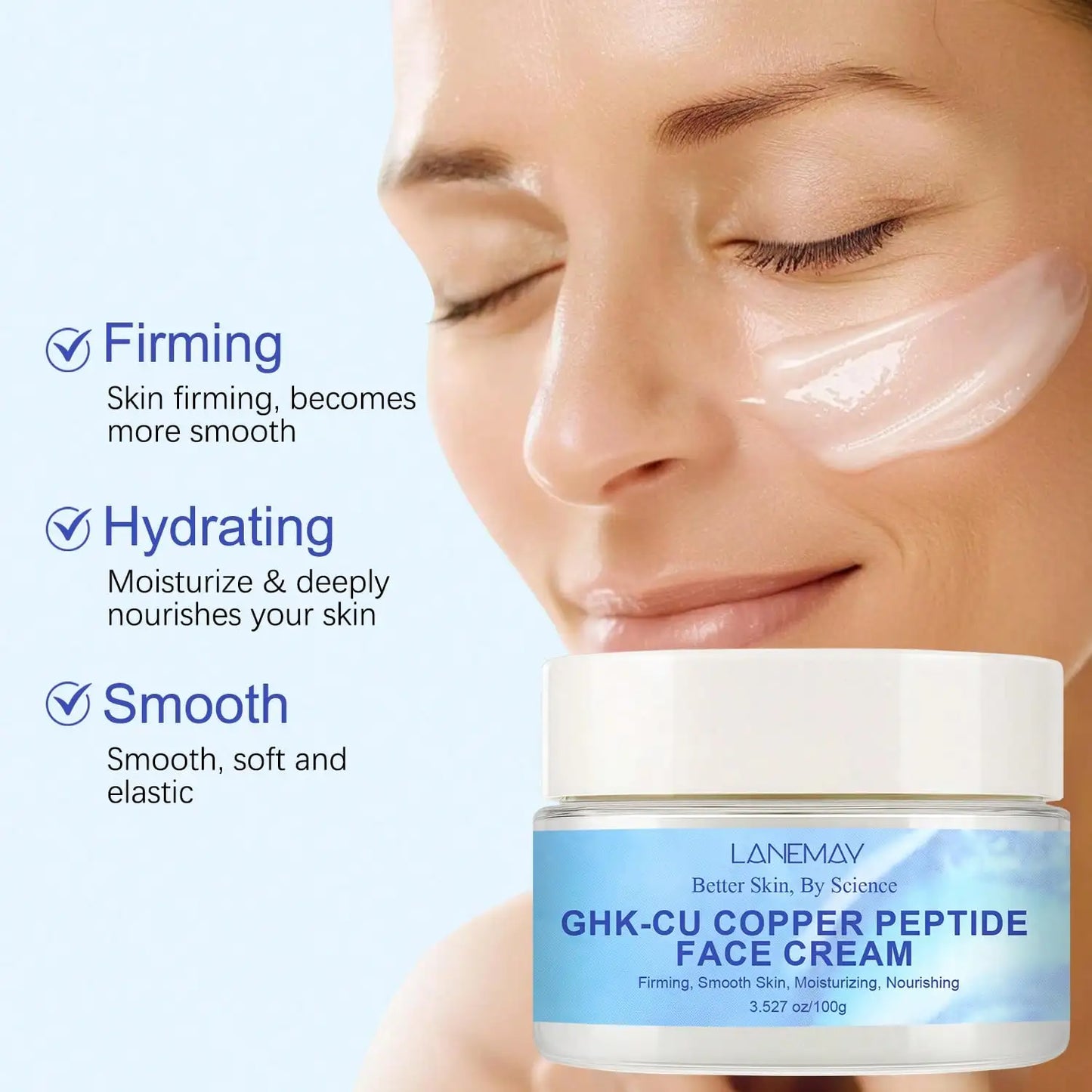 GHK-Cu Copper Peptide Cream | 72H Hydration & Firming