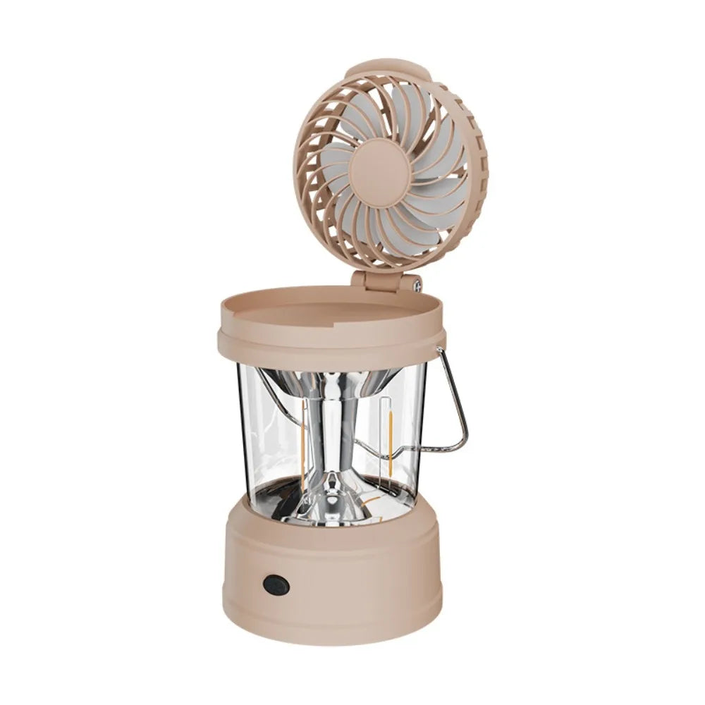 2-in-1 LED Fan Lantern – Foldable Portable Camping Light & Fan