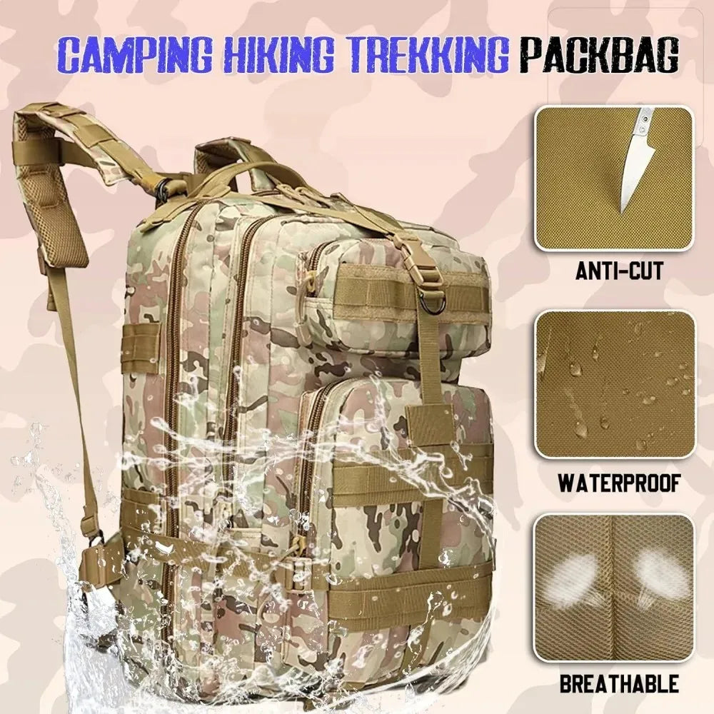 30L Large Duffle Bag, Outdoor Camouflage Backpack for Hiking Camping Travel Fishing Gym Peaceful Pleasures Health and Wellness