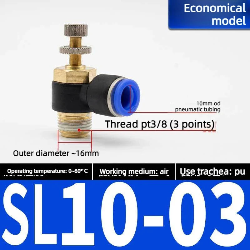 Quick Connect Pneumatic Air Speed Throttle Valve SL 4–12mm