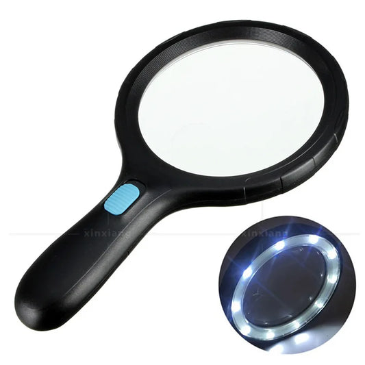138Mm Large Handheld Magnifier 12 Led Lights Anti Slip Handle Double Magnification Magnifying Glass for Elderly Reading Peaceful Pleasures Health and Wellness 138mm