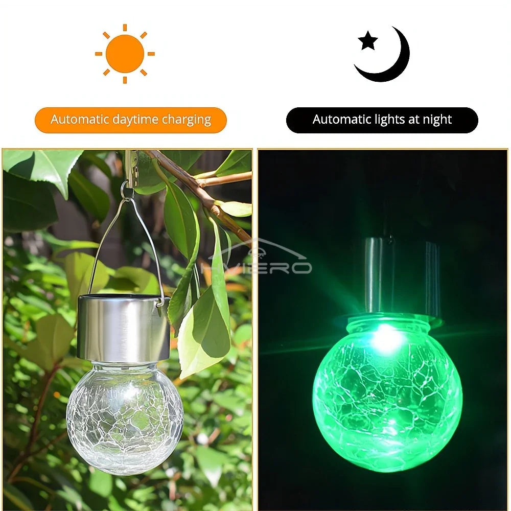 Solar LED Glass Garden Hanging Light | IP65 Waterproof Outdoor