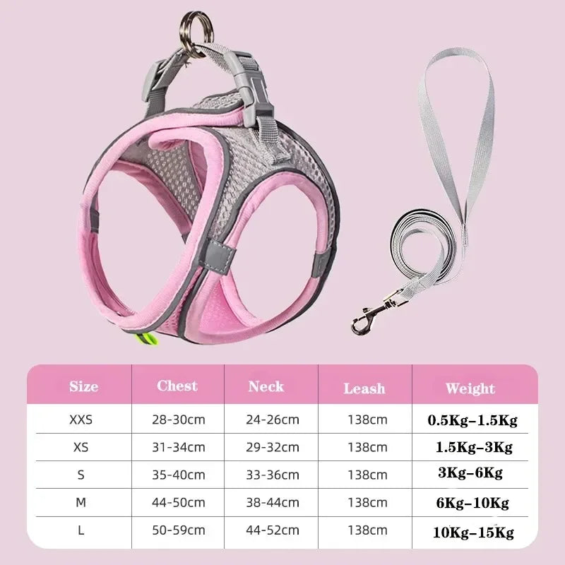 Cat Harness and Belt Set Breathable Accessories for Cats Pet Products Necklace Collar Pets Supplies Home Collars Things Cats Peaceful Pleasures Health and Wellness Pink XS 1.5-3kg