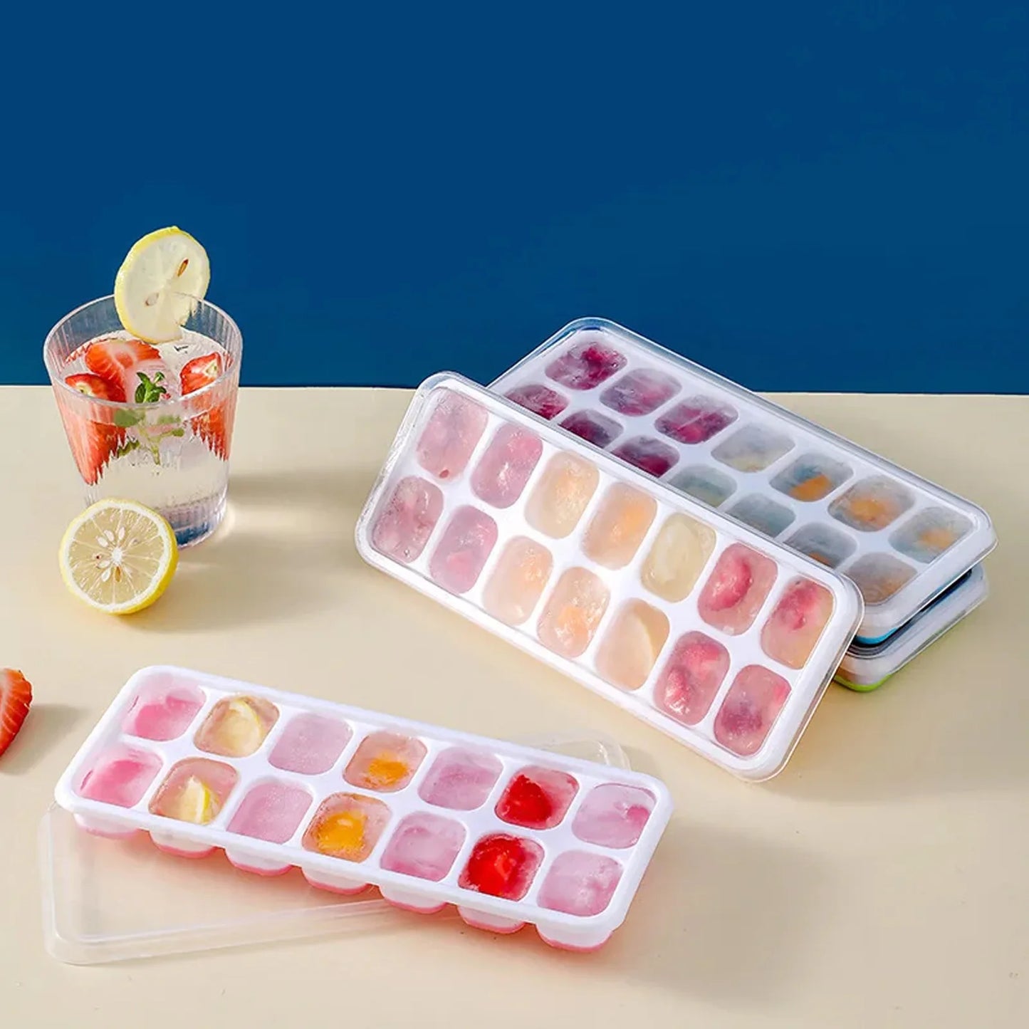 2/4pcs Ice Cube Tray Mold with Lid Silicone Square 14 Cube Easy Release Ice Cube Molds Kitchen Bar DIY Iced Cocktail Freeze Tool Peaceful Pleasures Health and Wellness
