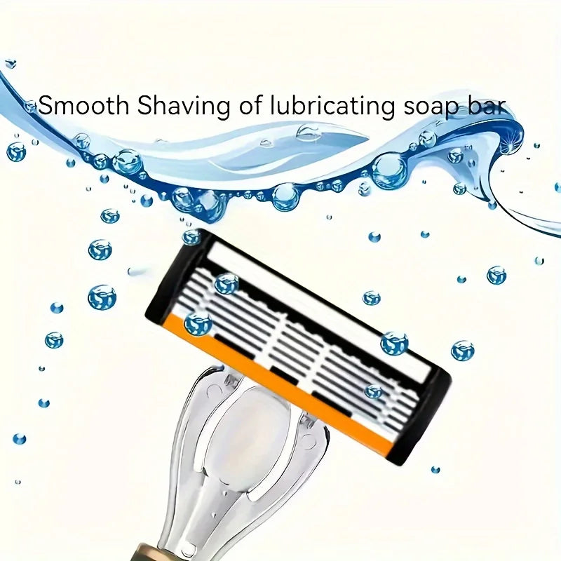 6-Blade Manual Razor for Men | Portable Travel Shaver