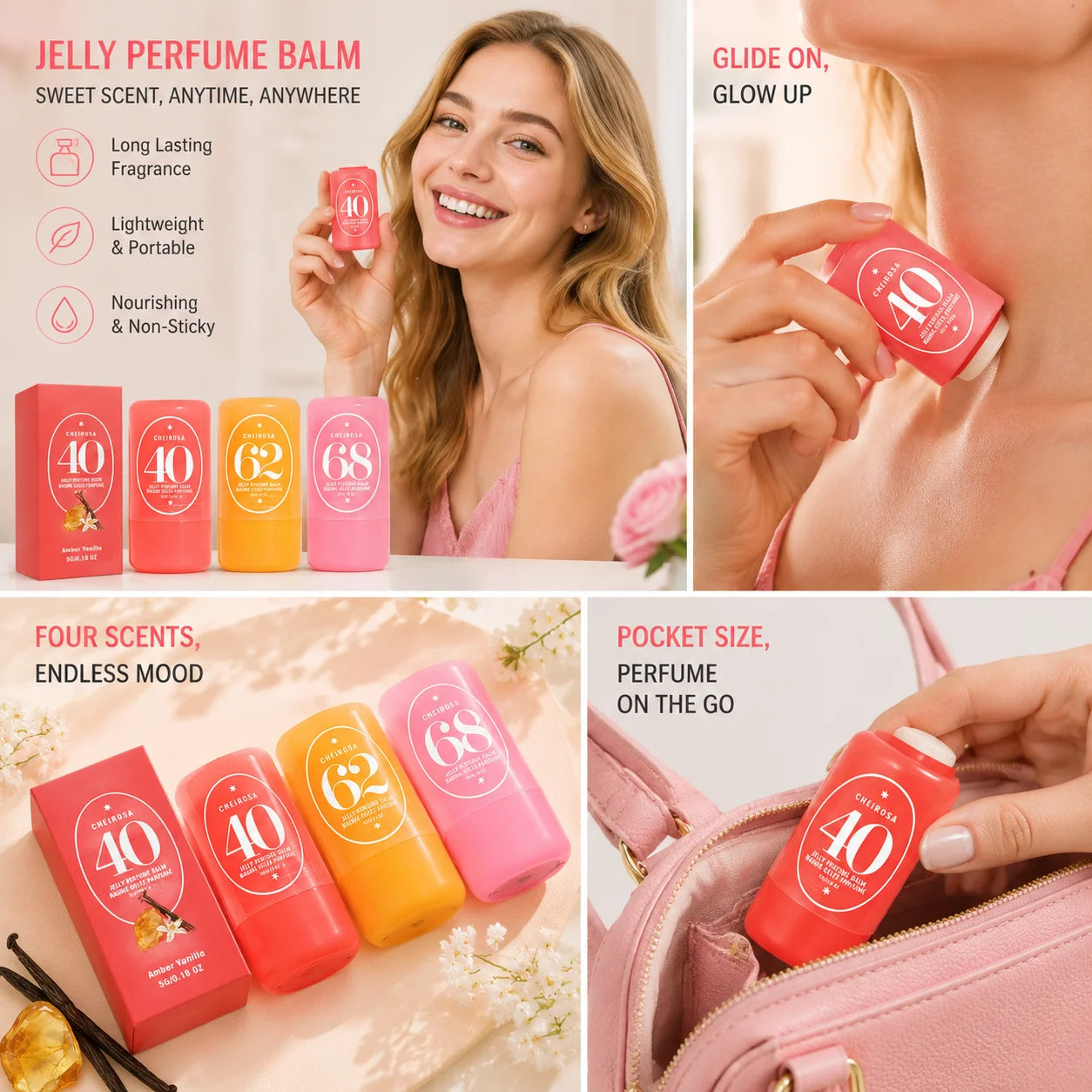 Jelly Perfume Balm | Amber Vanilla, Almond Caramel & Lychee