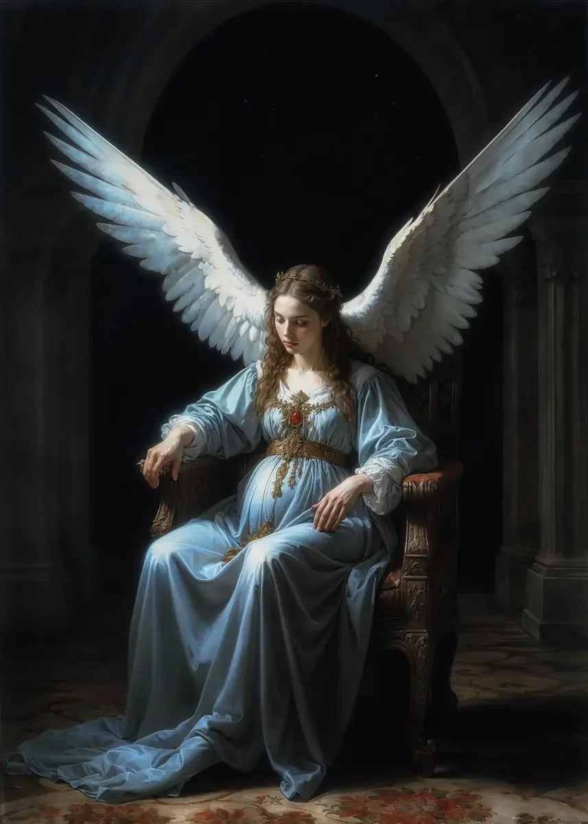 Nordic Religious Art Benevolent Portrait Of The Virgin Mary Archangel Canvas Painting, Wall Art for Living Room Home Decor Peaceful Pleasures Health and Wellness