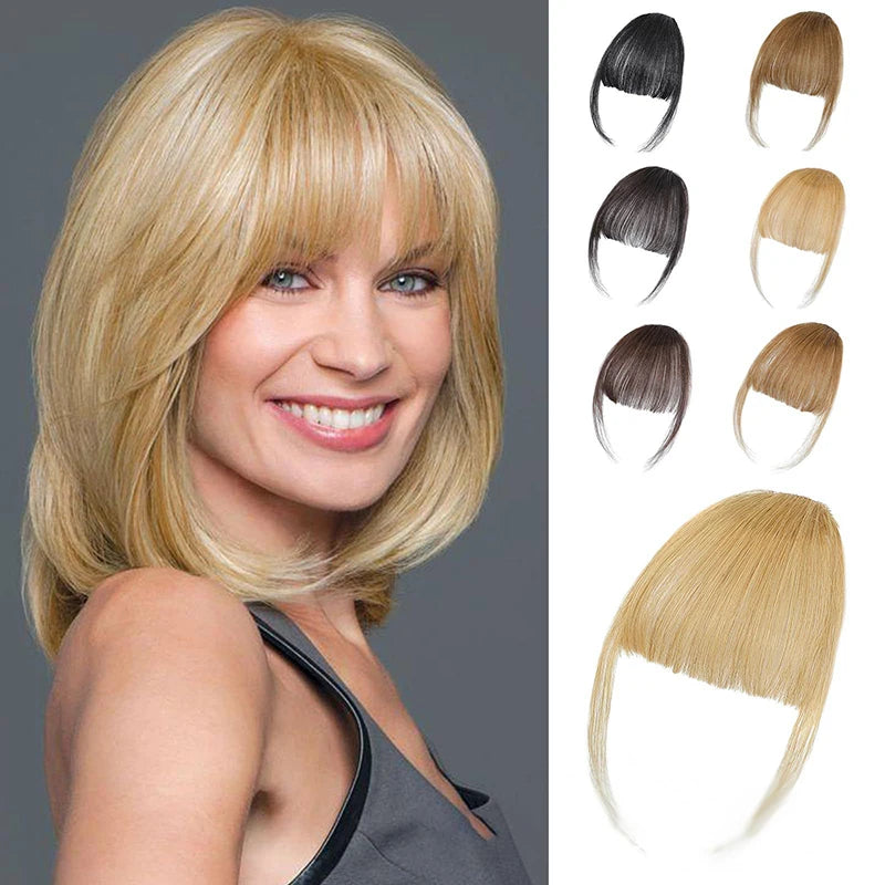 Synthetic Fake Air Bangs Natural Hair Extension Front Fringes Hairpiece Black Brown Clip In Bangs Double Sideburns Hair Styling Peaceful Pleasures Health and Wellness