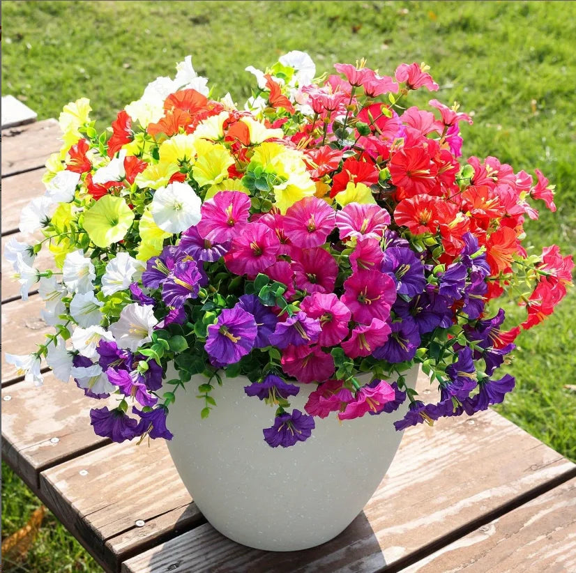 Outdoor Artificial Silk Morning Glory Flowers – 6 Bundle Set