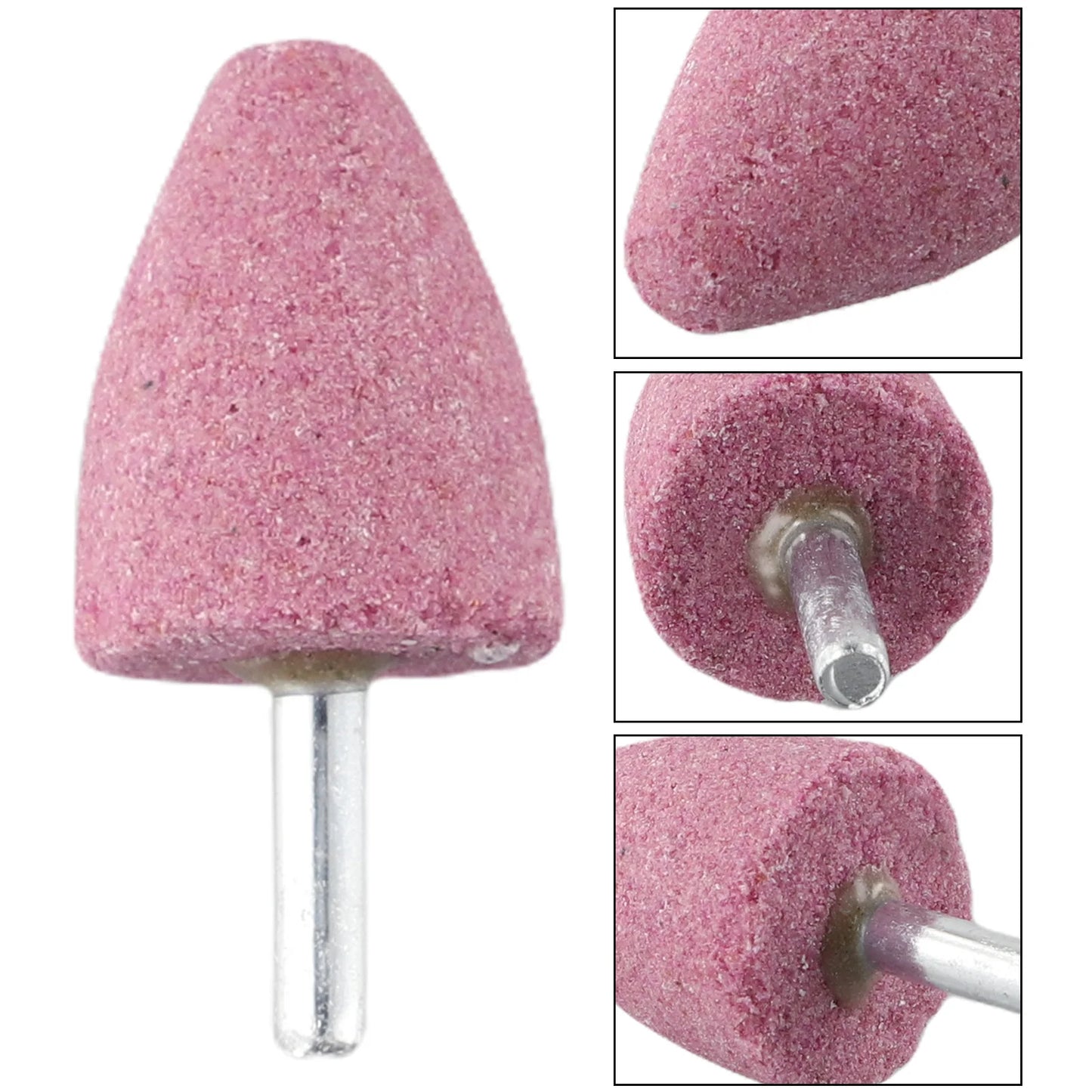 Shank Red Corundum Conical Grinding Head Metal Polishing Rust Removal