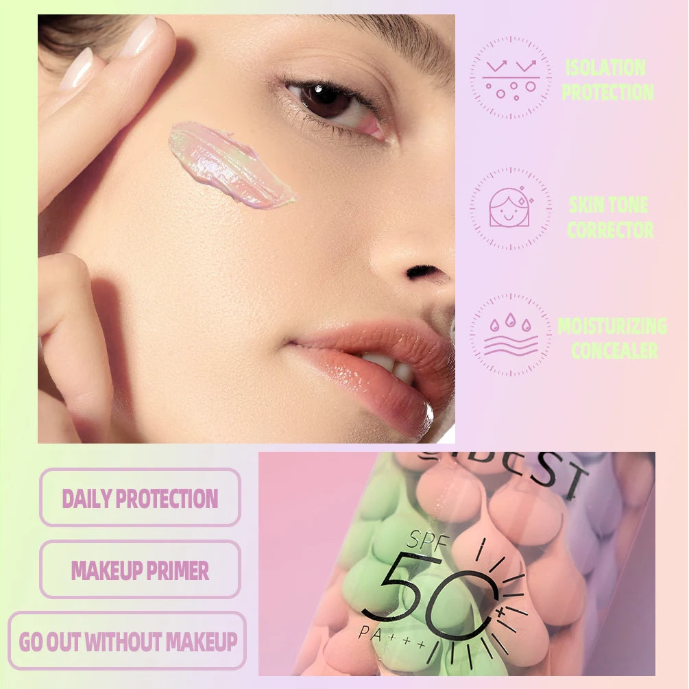 QIBEST Three Color Liquid Concealer Mixed Isolation Lotion Makeup Invisible Pore Moisturizing Bright Skin Face Primer Foundation Peaceful Pleasures Health and Wellness