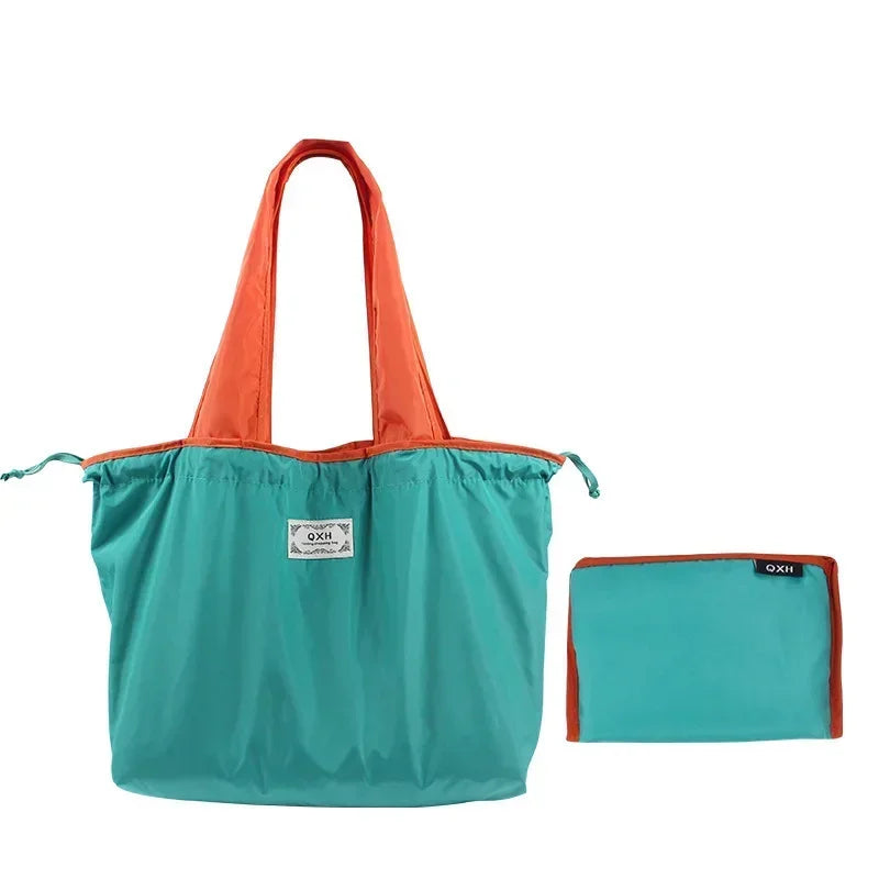 Foldable Reusable Grocery Bag | Oxford Shoulder Tote Reusable Tote Bag Peaceful Pleasures Health and Wellness