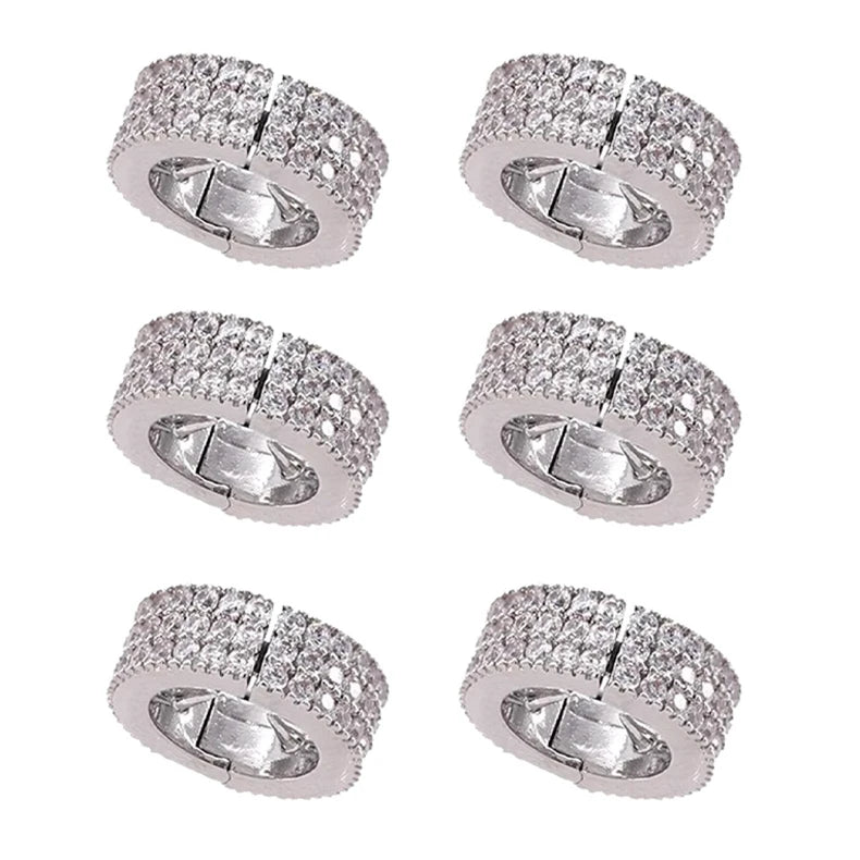 6Pcs Alloy Rhinestone Hair Clips Three Row Design For Bangs And Side Hair Peaceful Pleasures Health and Wellness Silver 6pcs