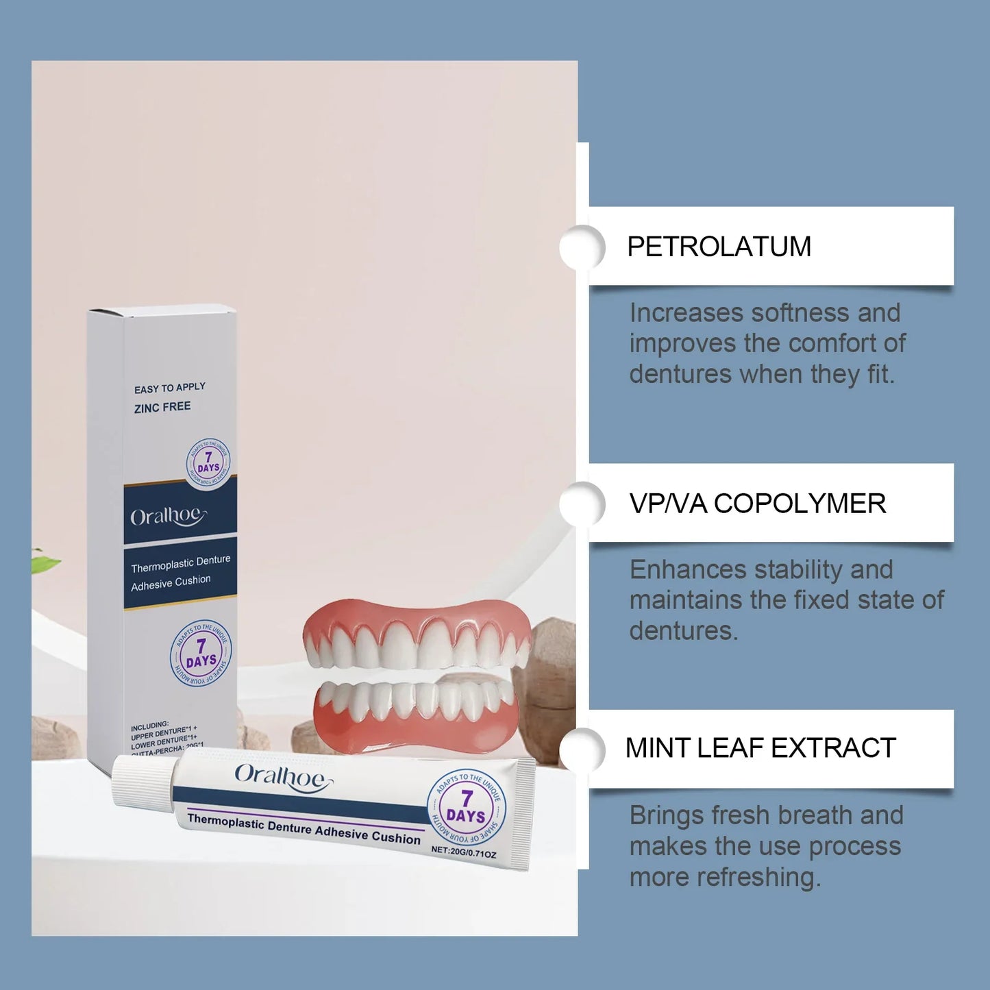 Natural Smile Denture Decoration Set – Upper & Lower + Adhesive