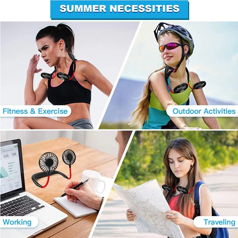 High Quality Headphone Design Hand Free Traveling Outdoor Portable Usb Rechargeable Led Neck Fan Mini Handheld Fan Peaceful Pleasures Health and Wellness