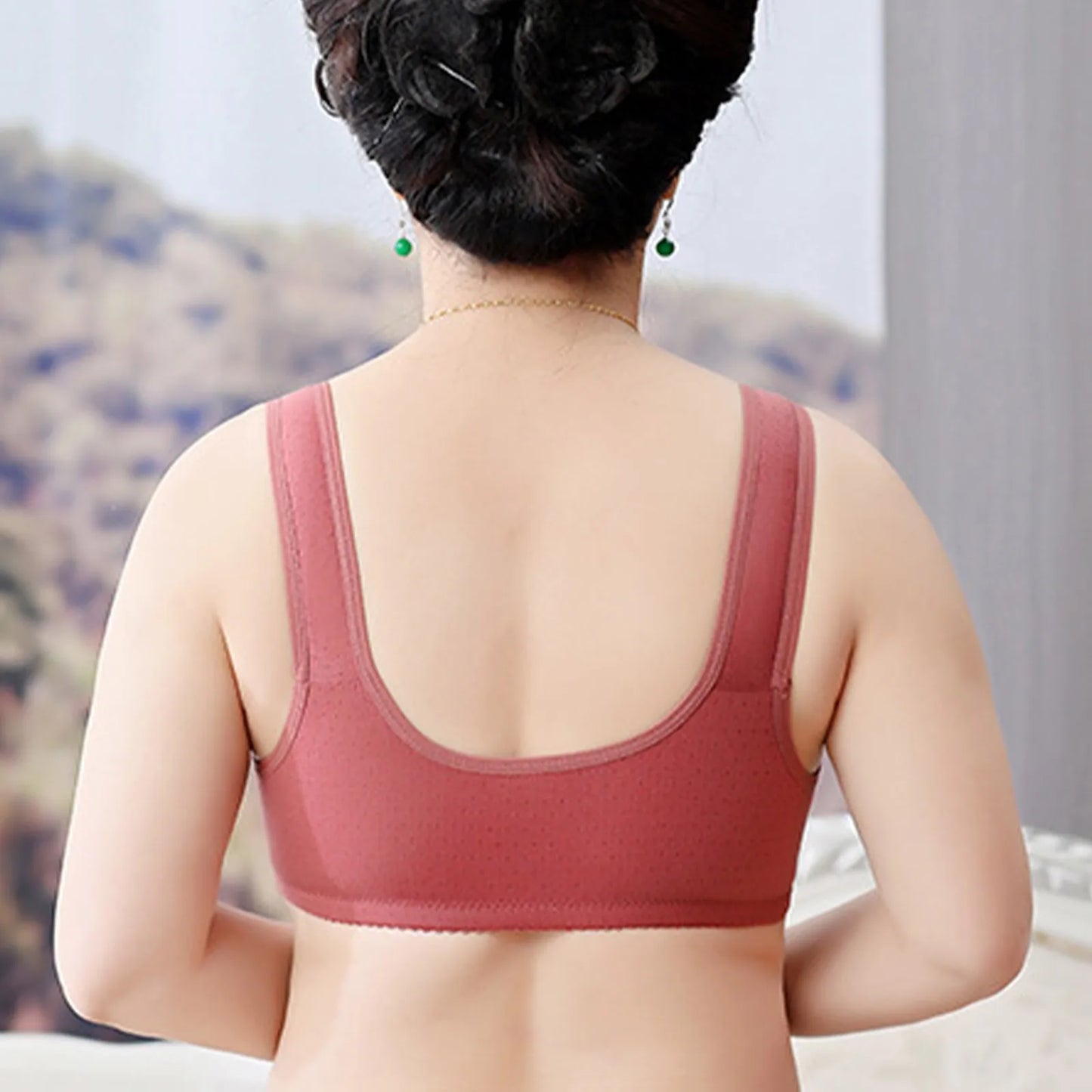 Plus Size Flower Print Wire Free No Pads Nursing Bra Mid-aged Mom Open Front Vest Brassiere Lingerie Cotton Bralette Underwear Peaceful Pleasures Health and Wellness