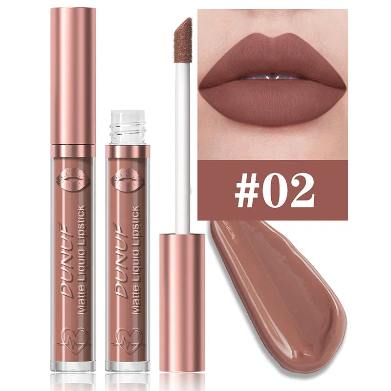 DUNUF 18-Color Matte Velvet Lipstick & Moisturizing Lip Gloss