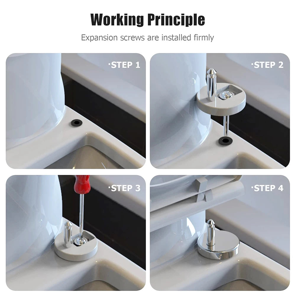Toilet Seat Bolts & Screws Quick Release Top Hinge Fixings Expanding Rubber Top Nut Screws Universal Toilet Seat Replacement Kit Peaceful Pleasures Health and Wellness