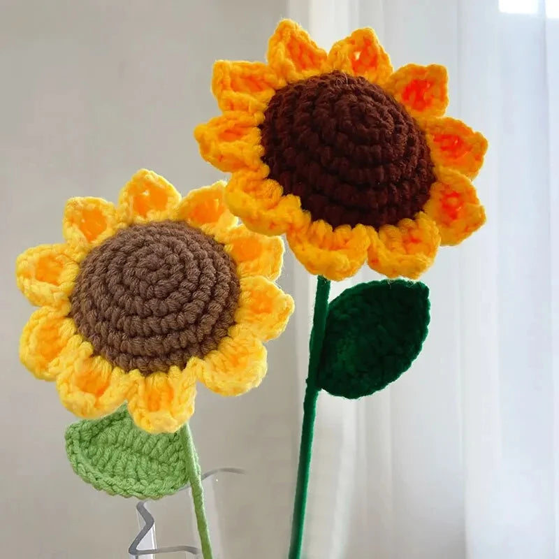 3Pcs Sunflower Hand Woven Bouquet Creative Wool Knitting Flower Sunflower Decorations Teachers Day Mother S Day Birthday Gift Peaceful Pleasures Health and Wellness