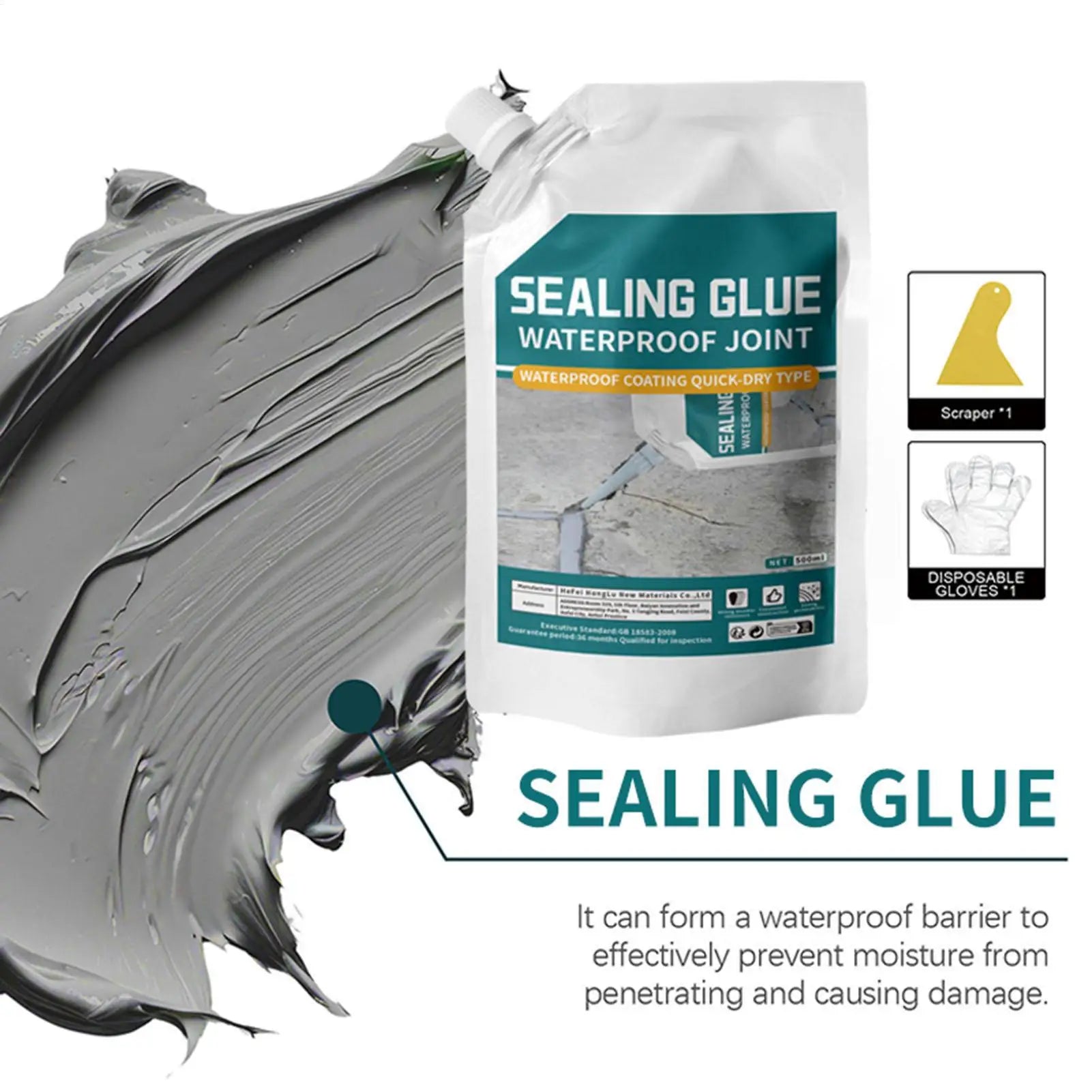 500ml Concrete Crack Filler Sealant Waterproof Quick-Drying Adhesive For Garage Floor Kitchen, Leak Repair For Corners Peaceful Pleasures Health and Wellness
