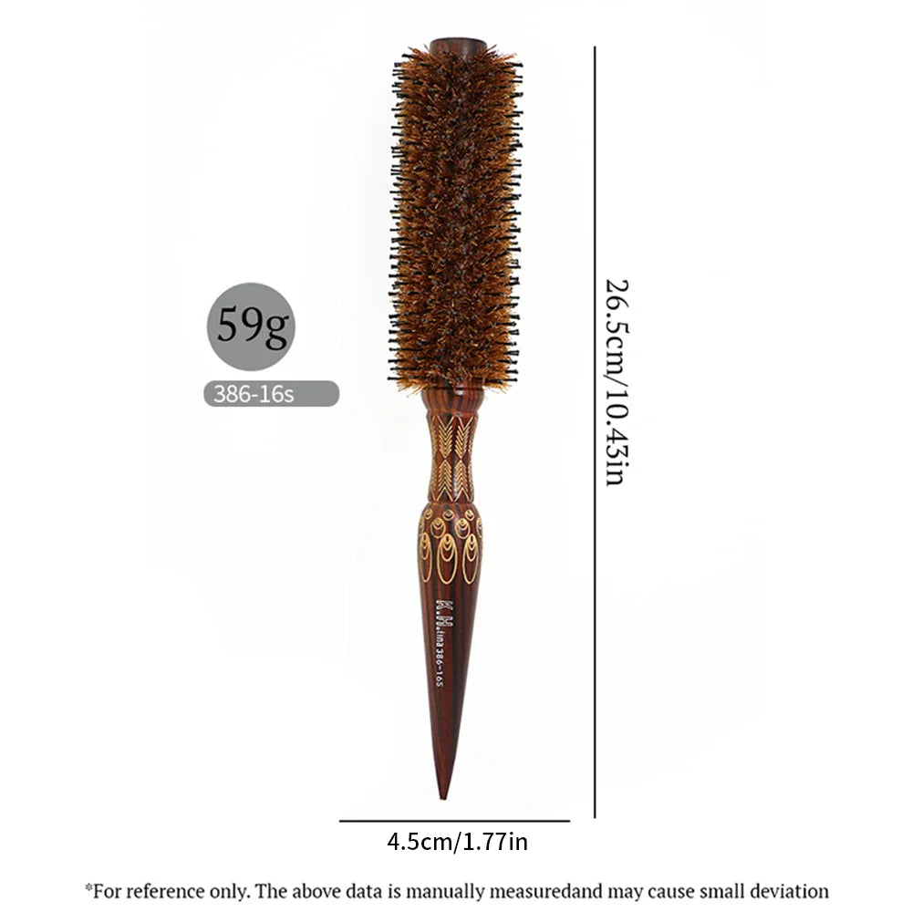 Wooden Round Hair Brush – Anti-Static Boar Bristle Styling Tool
