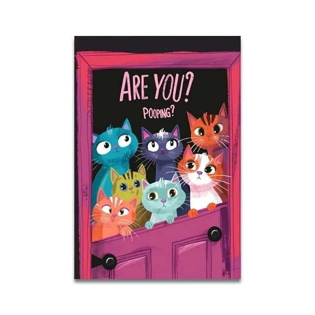 Are You Pooping Funny Cat Canvas Print Poster Whimsical Animal Abstract Art Prints Wash Room Bathroom Wall Art Home Decor Poster Peaceful Pleasures Health and Wellness