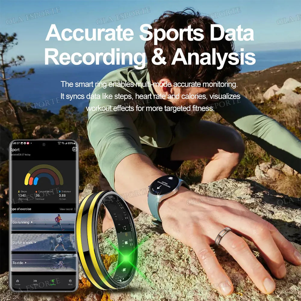 New 6.3mm Thin Smart Ring Health Monitor Smartring Outdoor Waterproof Ring Heart Rate Body Temperature Monitoring Sports rings Peaceful Pleasures Health and Wellness