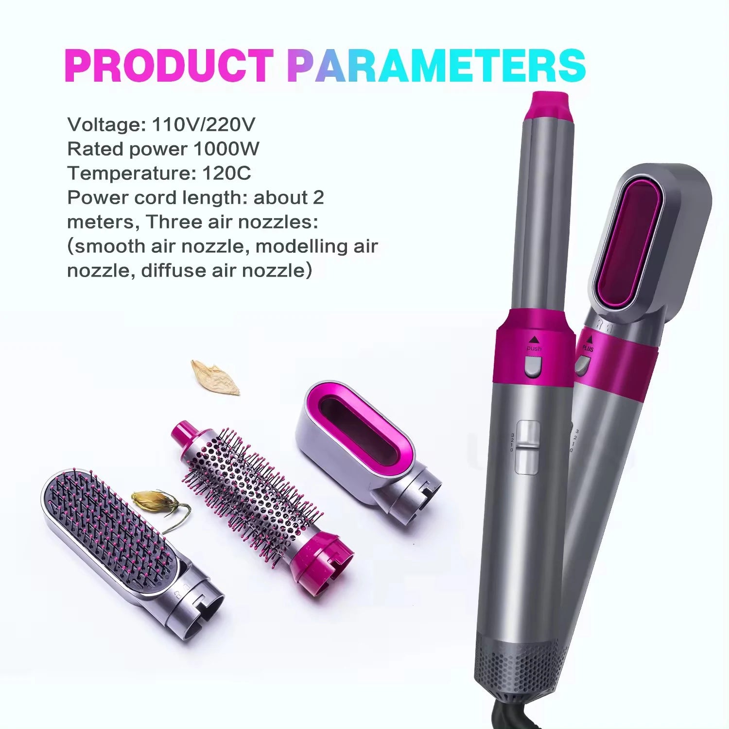 Hair Dryer 5-In-1 Electric Hair Comb Negative Ion Straight Curler Brush Blow Dryer Air Comb Removable Brush Kit Tool Peaceful Pleasures Health and Wellness