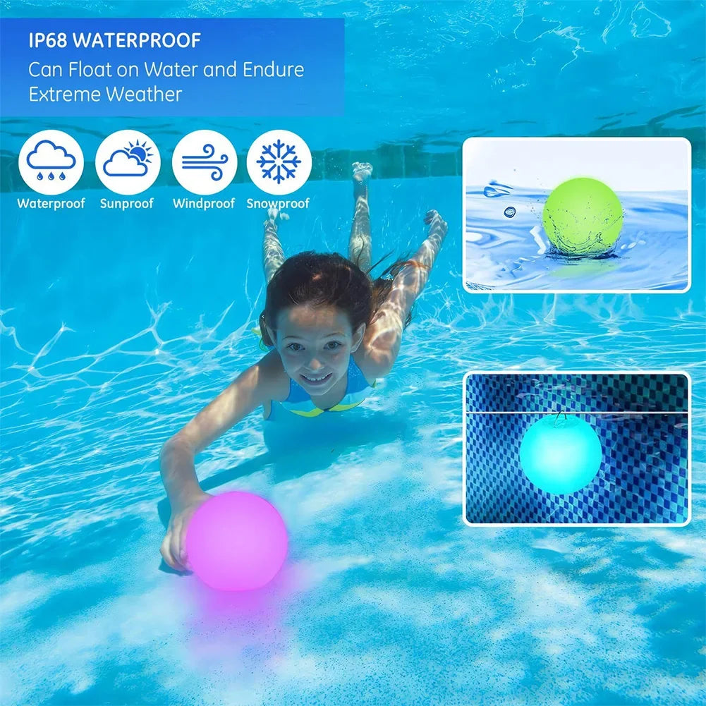 LED Floating Pool Lights | Remote Control Inflatable Glow Balls Peaceful Pleasures Health and Wellness