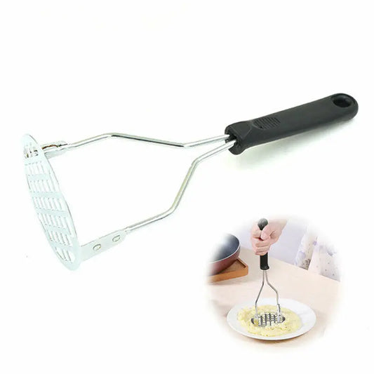 Stainless Steel Potato Masher with Non-Slip Black Handle Kitchen Masher Tool Peaceful Pleasures Health and Wellness Default Title