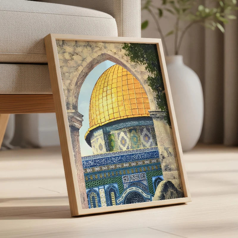 Al Aqsa Mosque Islamic Wall Art | Gold Dome Canvas Print Islamic Canvas Print Peaceful Pleasures Health and Wellness