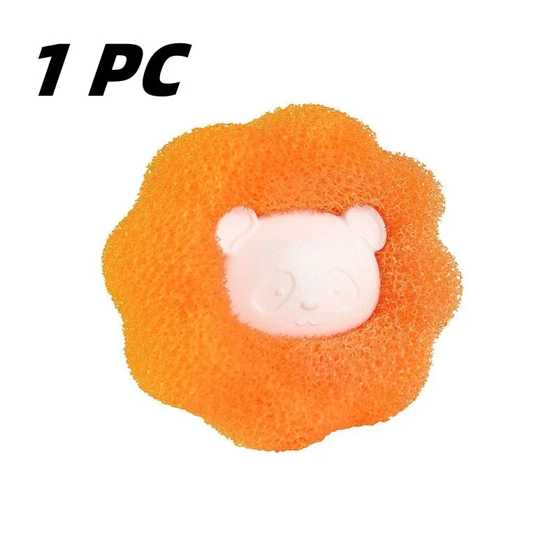 Pet Hair Cleaning Useful Things for Kitchen Gadgets Removal Laundry Ball Scouring Pad Reusable Lint Plush Sponge Personal Care Peaceful Pleasures Health and Wellness Orange-1PC