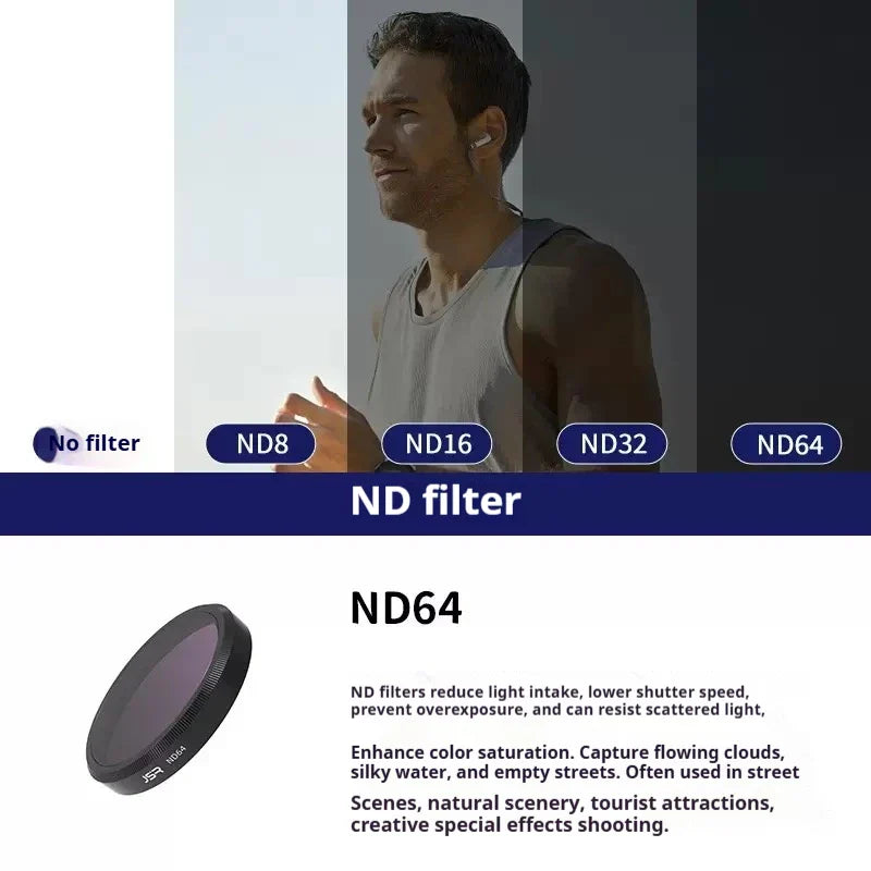 JSR DJI Osmo Action 6 UV CPL ND Lens Filter Set | HD Glass