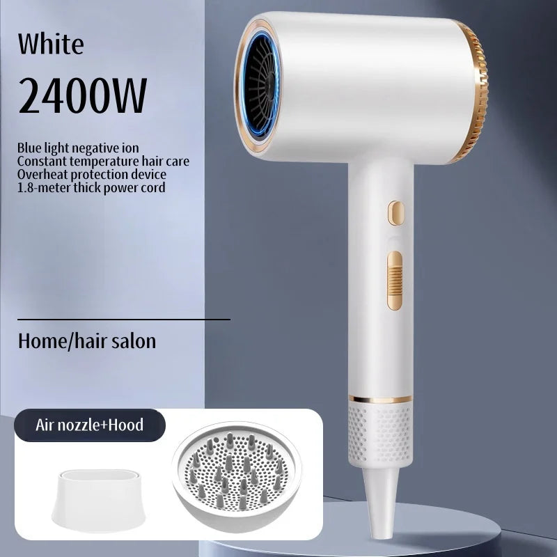 New Hair Salon Hair Dryer EU/UK Plug High-Power Quick Drying Net Red Blue Light Hair Salon Home Silent Hammer Hair Dryer Peaceful Pleasures Health and Wellness White 2 AU