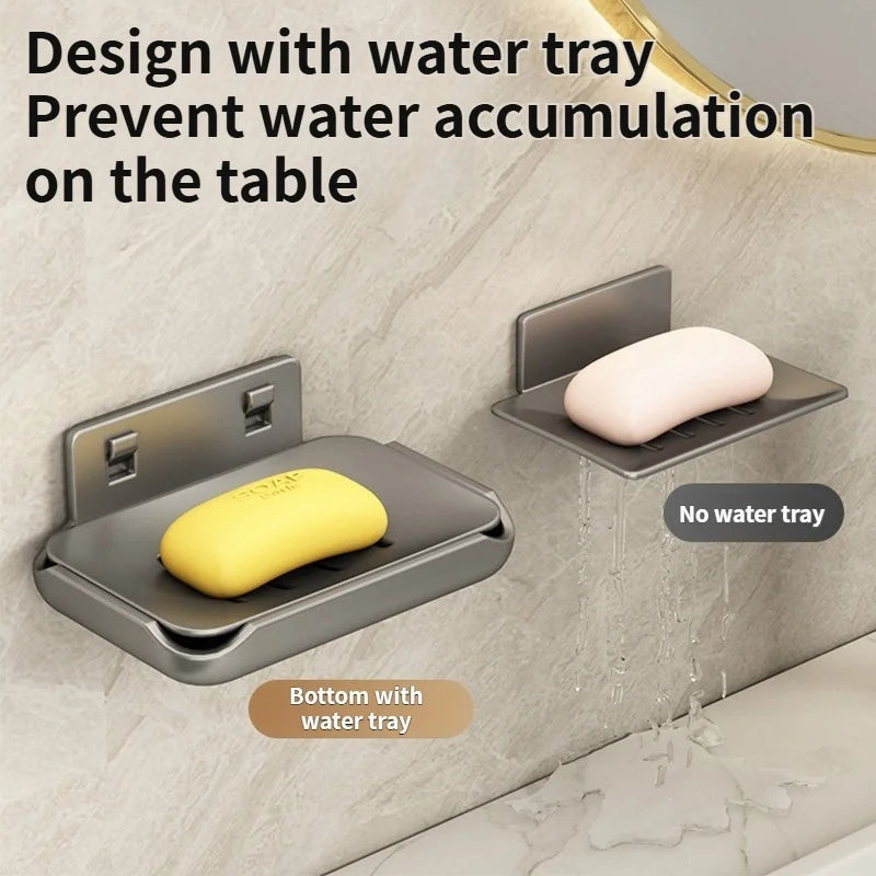 No-Drill Bathroom Corner Rack – Metal Wall-Mounted Soap Holder