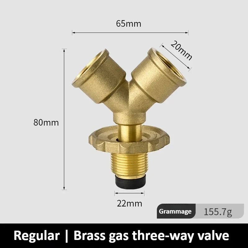 Brass 2-Way Y Garden Hose Splitter with Solid Handle