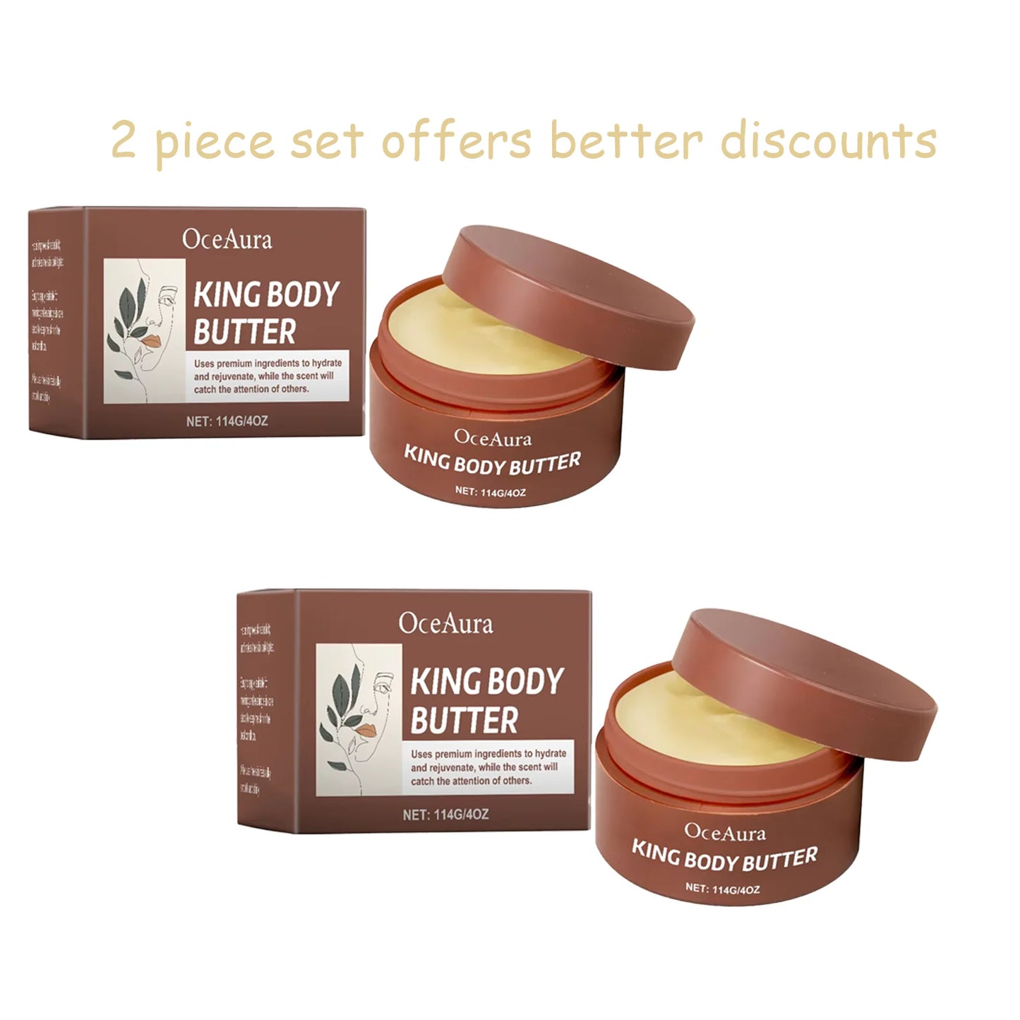 OceAura King Body Butter – Shea & Hyaluronic Acid Moisturizer 4oz