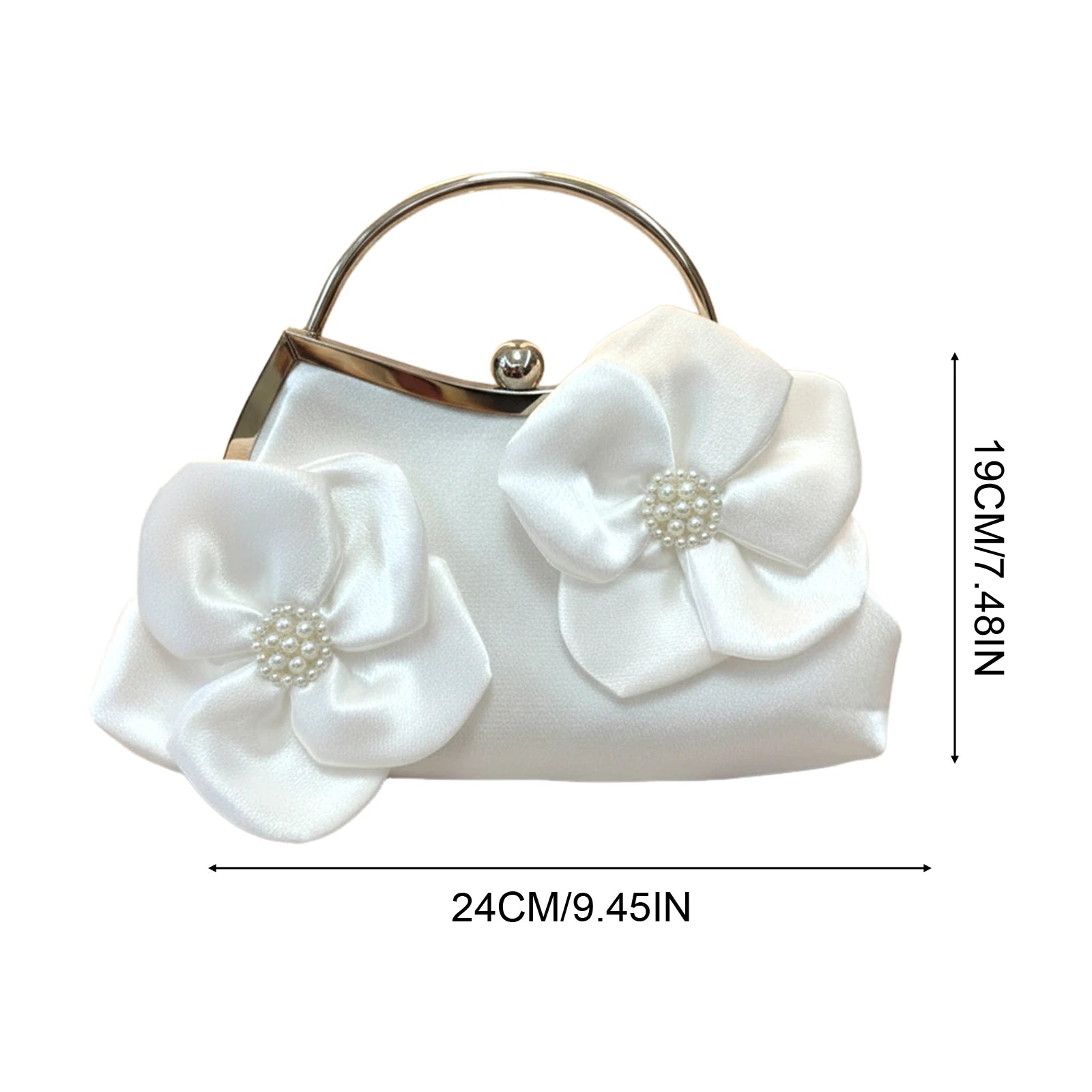 White Flower Clutch Bag For Women Evening Party Wedding Dress With Satin Material Peaceful Pleasures Health and Wellness