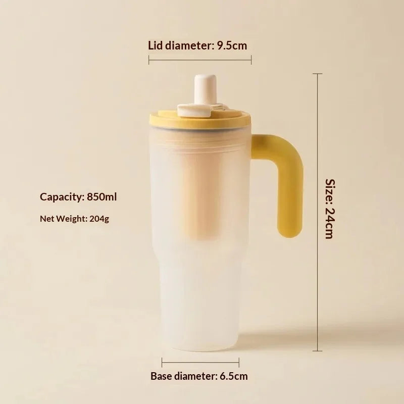 Portable Sport Drinking Bottle Transparent Plastic Water Cup with Straw&Strainer Travel Large Capacity Heat-resistant Tumbler Peaceful Pleasures Health and Wellness