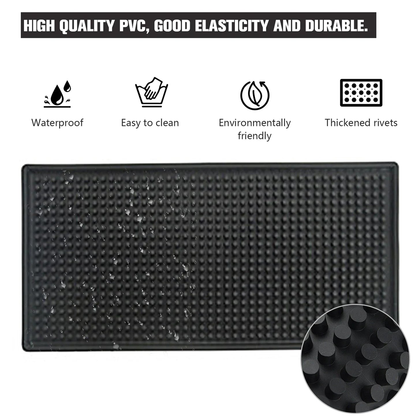 Bar Mat Rubber Coffee Bar Mats Anti-slip PVC Cup Mat Waterproof Heat Resistant Drain Mat for Bar Cafe Barista Cocktail Bartender Peaceful Pleasures Health and Wellness